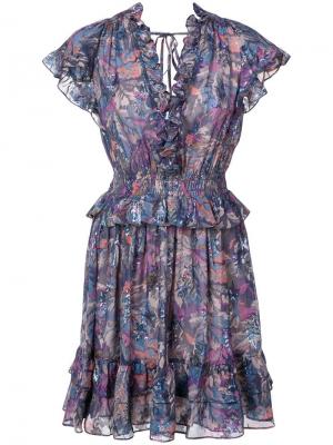Расклешенное платье-мини с цветочным принтом Rebecca Taylor