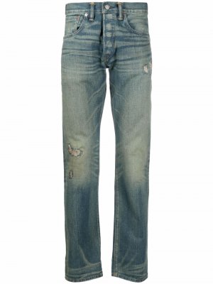Прямые джинсы с прорезями Ralph Lauren RRL. Цвет: синий