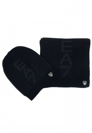 Комплект шапка шарф EA7. Цвет: синий