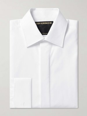 Рубашка-смокинг из хлопкового поплина с нагрудником спереди , белый Favourbrook