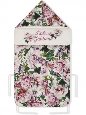 Спальный конверт с цветочным принтом Dolce & Gabbana Kids. Цвет: белый