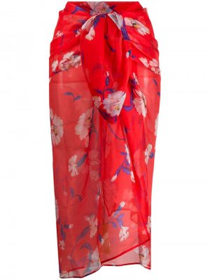 Пляжная юбка с запахом и цветочным принтом Ermanno Scervino. Цвет: красный