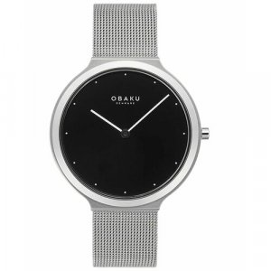 Наручные часы , серебряный, черный OBAKU. Цвет: серебристый/черный