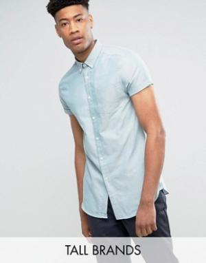 Узкая оксфордская рубашка мятного цвета с короткими рукавами Burton Me Menswear. Цвет: зеленый