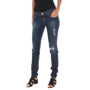 Длинные джинсовые брюки с эффектом потертостей и 10DB50219 женщина MET