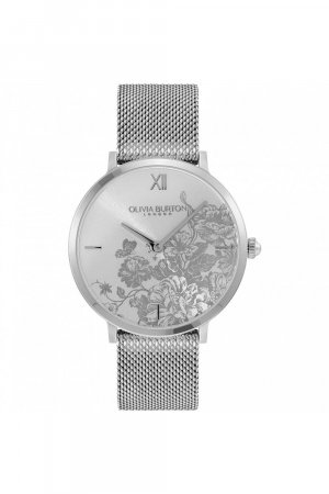 Модные аналоговые часы из нержавеющей стали Floral Blooms — 24000115 , серебро Olivia Burton