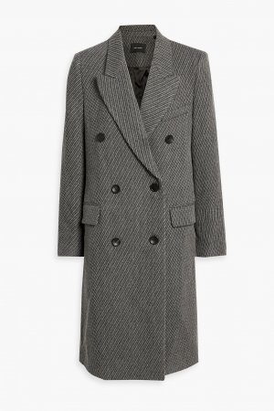 Двубортное шерстяное пальто Harry в полоску ISABEL MARANT, серый Marant