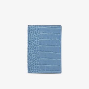 Обложка для паспорта Mara из кожи с тиснением под крокодила, синий Smythson