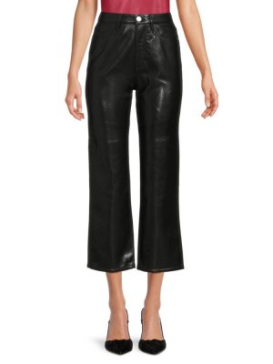 Укороченные брюки Le Jane из переработанной кожи , цвет Noir Frame