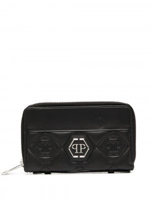Стеганый кошелек с логотипом Philipp Plein. Цвет: черный