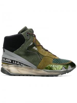 Panelled wedge sneakers Leather Crown. Цвет: зеленый