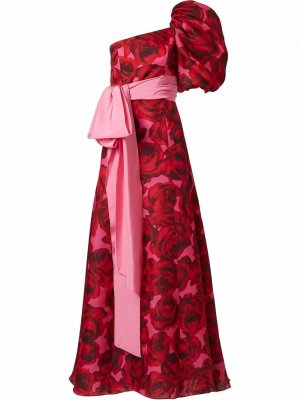 Вечернее платье макси с цветочным принтом Carolina Herrera. Цвет: красный