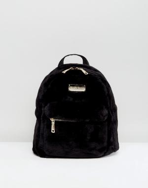 Черный рюкзак с искусственным мехом Claudia Canova. Цвет: черный