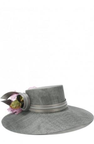 Соломенная шляпа с декором в виде цветка Philip Treacy. Цвет: серый