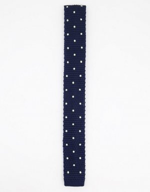 Трикотажный галстук в горошек -Темно-синий Gianni Feraud