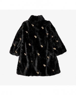 Пальто Dollar Sign Faux Fur Coat, черный Moschino