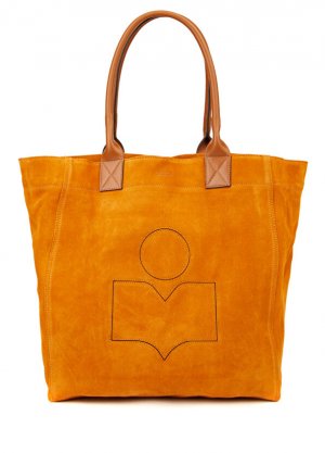 Женская замшевая сумка-шоппер yenky с коричневым логотипом Isabel Marant