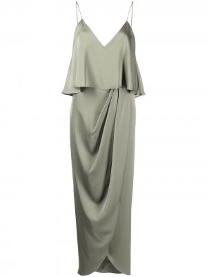 Платье миди Luxe с оборками Shona Joy. Цвет: зеленый