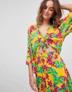 Пляжный топ и юбка с цветочным принтом Vero Moda. Цвет: мульти
