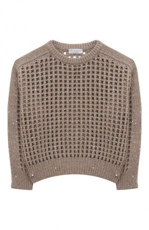 Пуловер из шерсти и кашемира Brunello Cucinelli. Цвет: бежевый
