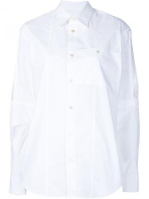 Удлиненная рубашка с вырезными деталями Nicopanda. Цвет: белый