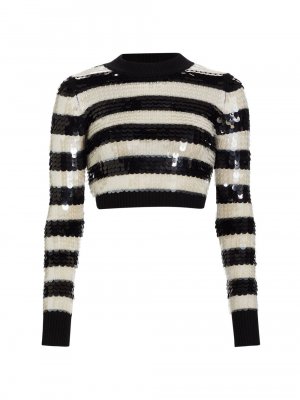 Укороченный свитер в полоску с блестками , черный Monse
