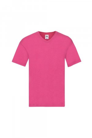 Оригинальная футболка с простым V-образным вырезом , розовый Fruit of the Loom