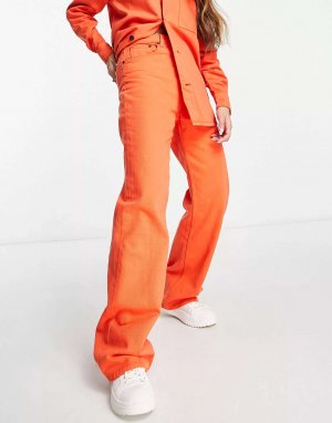 Оранжевые широкие джинсы с напуском Waven