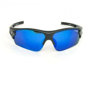 Солнцезащитные очки GY-13, узкие, спортивные, поляризационные, с защитой от УФ, зеркальные, черный Goodyear. Цвет: голубой