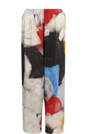 Укороченные шелковые брюки с принтом Vionnet. Цвет: зеленый