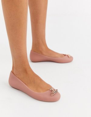 Бежевые туфли на плоской подошве с логотипом -Бежевый Vivienne Westwood for Melissa
