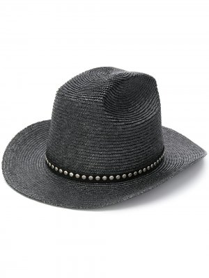 Плетеная шляпа-федора Saint Laurent. Цвет: черный