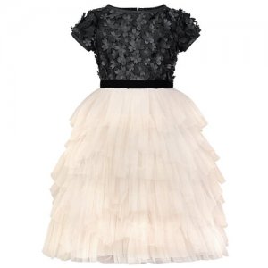 Платье для девочки AL999541 черного цвета 6 лет Aletta. Цвет: черный/бежевый