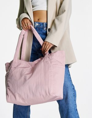 Большая сумка-шоппер розовато-лилового цвета на шнурке -Розовый цвет ASOS DESIGN