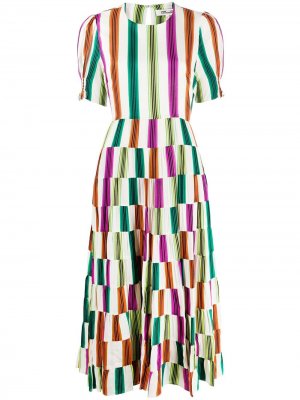 Полосатое платье в стиле колор-блок DVF Diane von Furstenberg. Цвет: белый