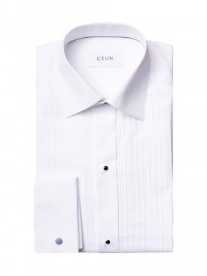 Приталенная рубашка-смокинг из плиссированной ткани , белый Eton