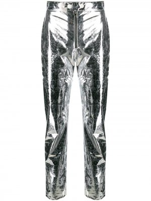 Укороченные брюки с эффектом металлик MSGM. Цвет: золотистый