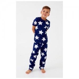 Пижама для мальчика Звездыразмер 34, рост 122-128, цвет синий Kaftan. Цвет: синий/белый
