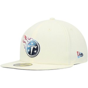 Мужская облегающая шляпа New Era Cream Tennessee Titans Chrome Dim 59FIFTY