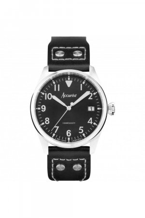 Авиационные мужские классические аналоговые кварцевые часы из нержавеющей стали - 76004 , черный Accurist