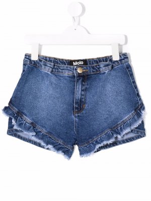 TEEN ruffle-trim denim shorts Molo. Цвет: синий