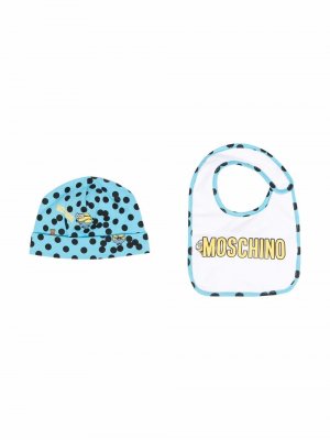 Cartoon-print hat-bib set Moschino Kids. Цвет: синий