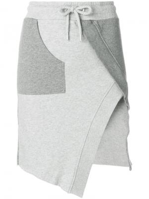 Асимметричная юбка в спортивном стиле Each X Other. Цвет: серый