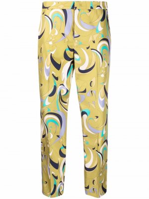 Шелковые брюки с принтом Itinerari Emilio Pucci. Цвет: зеленый