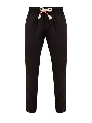Хлопковые брюки с эластичным поясом на кулиске MC2 SAINT BARTH. Цвет: черный