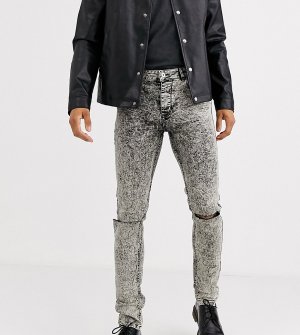 Серые супероблегающие джинсы с рваной отделкой -Серый Heart & Dagger