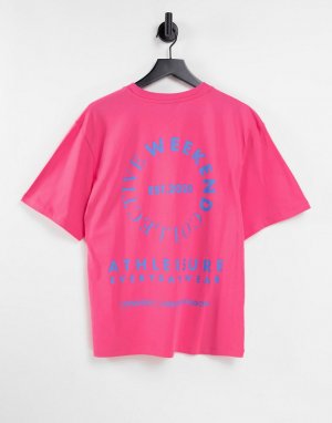 Розовая oversized-футболка с большим графическим принтом на спине -Розовый цвет ASOS Weekend Collective