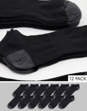 Набор из 12 пар черных спортивных носков -Черный цвет Pro Player