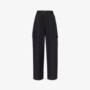 Прямые брюки Maesa с высокой посадкой из эластичной ткани , черный Frankie Shop