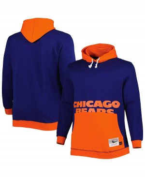 Мужская темно-синяя и оранжевая толстовка с капюшоном chicago bears big and tall face , мульти Mitchell & Ness